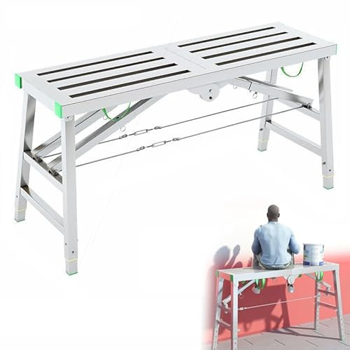 HmLotd Plataforma de andamio Elevación y andamio telescópico Tubo de Acero Engrosado Ajuste de elevación de Varias velocidades Impermeable y Resistente al óxido Adecuado para decoración de Interiores
