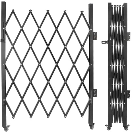 SGOLAN Single Folding Security Gates 72 W x 62 H Accordion Door, Metal Expandable Fence 360Rolling Expanding Outdoor Security Scissor Gate for Courtyards, Garages, Gardens