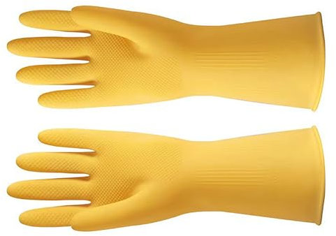 Reusable Household Cleaning Gloves,Rubber Dishwashing gloves,Extra Thickness,Long Sleeves,Kitchen Cleaning/Working/Painting/Gardening/Pet Care (Yellow, XL, 1Pair),rubber gloves small