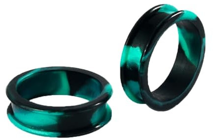Homxi 2er 10mm Ohr Plug Set,Ohren Tunnel Silikon 00G Ohrringe Plugs Rund Hohl Ohrringe Tunnel Set Schwarz Grün