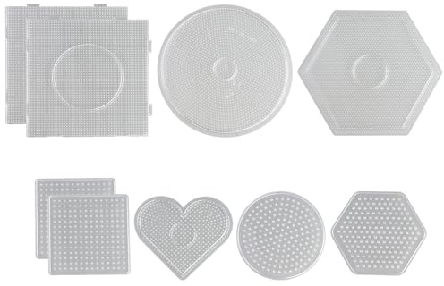 Juego de tableros de clavijas de cuentas de hierro de 9 piezas, tableros de clavijas transparentes, tableros de clavijas de muchas formas para divertirse con las manualidades creativas de bricolaje