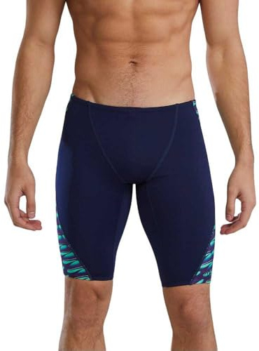 TYR Durafast Elite Solid Jammer Swimsuit Bañador para Hombre, Grn/Nvy, 44