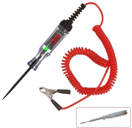 ZhongShuang Circuit Tester, Power Probe, 3-90V DC Voltage Tester with Digital Test Light Flashlight, Measures Polarity Continuity, for Automotive Fuse Tester, Wiring Checking