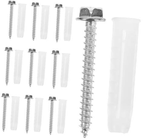 iplusmile 10sets Plastic Plugs Tv Mount Screws Kit Drywall Anchors and Screws for Concrete Wall Mounting Brackets
