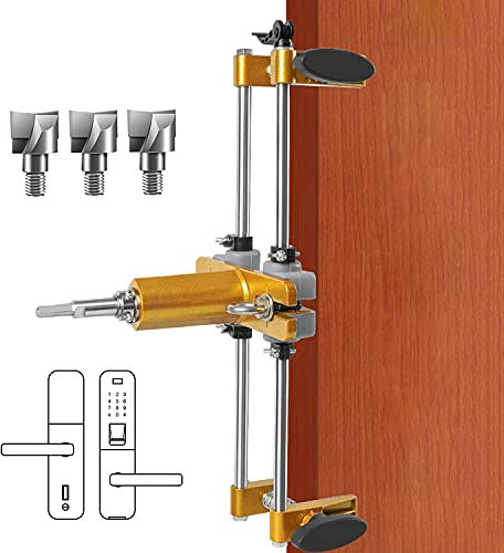 Lock Mortiser Door Opener Kit with 3-Tungsten Steel Cutters - Mortising Jig Tool for Wooden Doors - Hole Saw Fitting Lock Opener