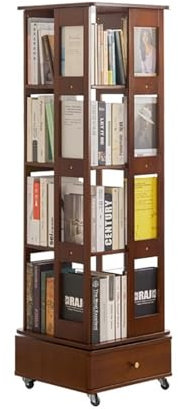GLigeT Bücherregal Drehbares Bücherregal aus massivem Holz, 360-Grad-Bücherregal, Bücherregal for zu Hause, Wohnzimmer-Aufbewahrungsregal, einfaches Boden-Aufbewahrungsregal Bücherturm(S)