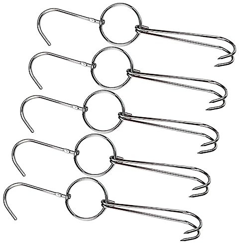NOLITOY Crochets à Viande En Acier Inoxydable 25,5 Cm Double Crochet Lot De 5 Outils De Transformation Suspendre De Volaille, Porc Et Rôti Usage Professionnel La Cuisine Et Fumoir