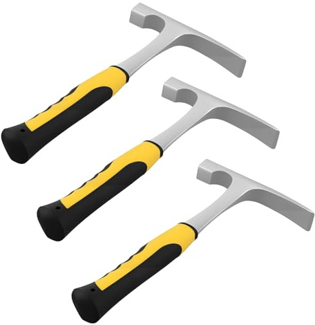 YUENPUN Paquete de 3 martillos de geología antideslizantes de 32 onzas con punta forjada de 12 pulgadas y agarre absorbente de golpes para minería y caza de fósiles