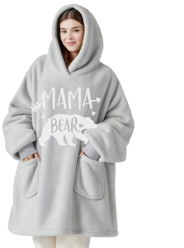 Oversized Blanket Hoodie,Ultra Soft Wearable Throw with Pockets Sleeves,Snuggle Blanket Gifts for Mum from Son or Daughter
