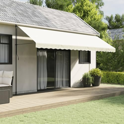 AJJHUUKI Rasen & Garten Outdoor Wohnen Fenster & Tür Markisen Ersatzstoff für Markise Volant Creme Streifen 5m