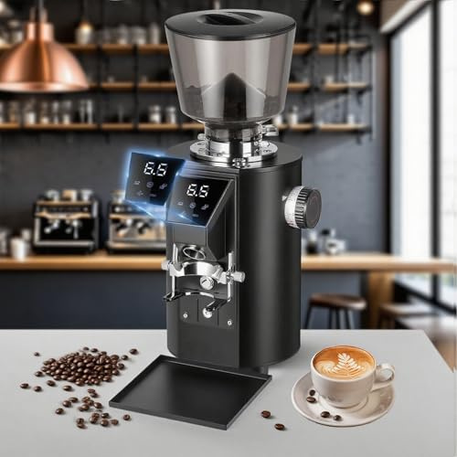 aromaoveite Moulin À Café Professionnel 350 W, Moulin À Café Électrique, 9 Niveaux De Mouture De Précision, Commande par Bouton LED, Double Mode De Dosage, Trémie De 450 G Et Bac À Marc De Café Black