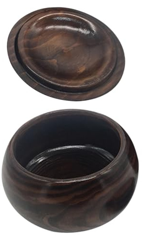 FRCOLOR Bol de Rangement Bois Massif pour Pièces de Go Grand Pot de Stockage avec Couvercle Hermétique Bois Naturel Léger pour Organiser Jusqu Jeu