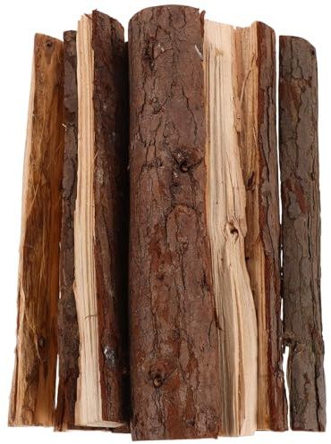 Baluue 8pcs Weather-Resistant Fireplace Logs for Indoor Outdoor Fire Pits Rustic Wood Firewood Decor for Garden Grilling BBQ Winter Xmas Events