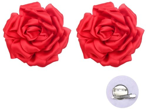Dinghaole 2 PCS Pinces À Cheveux En Forme De Rose Rouge – Un Ensemble Double Usage De Pinces À Cheveux Et Broches, Parfaites Pour Les Femmes Vintage, Les Fêtes De Mariage Et Les Accessoires