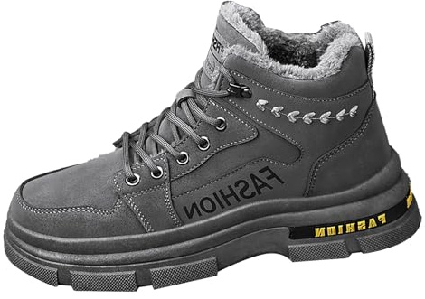 Generisch Winter Shoes Men's Lined Winter Boots Thick Sole Hiking Boots Trekking Boots Winter Warm Winter Boots Non-Slip Snow Boots Outdoor Mountain Boots Comfortable Boot Size 39-44, gray, 7 UK