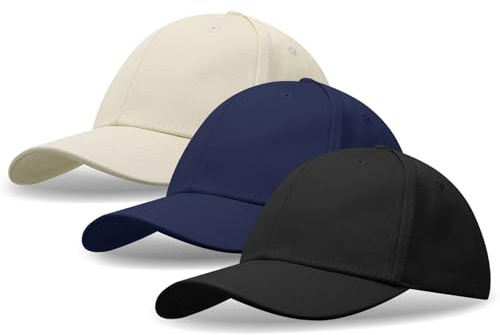 kodinsiivous 3 Stück Baseball Cap für Junge Mädchen,Snapback Cap Kinder Kappe Sonnenschutz Sonnenhut,Baumwolle Einfarbig Baseballkappe Verstellbare Sport Baseball Mütze für Reisen Golf Tennis