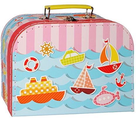 alles-meine.de GmbH 1 Stück Koffer/Kinderkoffer - MITTEL - Schiffe & Boote - 25 cm - Pappkoffer - Puppenkoffer - Kinder - Pappe Karton - Schiffsreise/Kreuzfahrt - ideal..