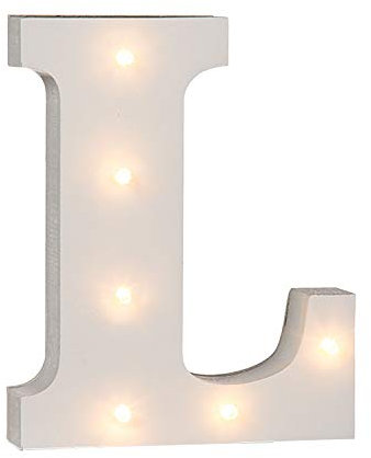 Out of the Blue 57/6085 - Holz Buchstabe L beleuchtet mit 6 LED Lichtern, batteriebetrieben, 16 x 3 x 16 cm