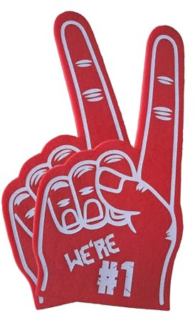 Schaumstoff-Handgerät mit Finger für Partys und Sportanimation. Originelle Fan-Accessoires für Sportveranstaltungen & Feiern. (46cm x 23cm)