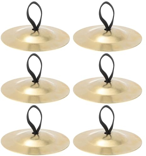 MILISTEN 6Pcs Finger Becken Bauchtanz Finger Becken Messing Zimbeln Finger Musical Instrument für Tänzerin Ball Party Goldene