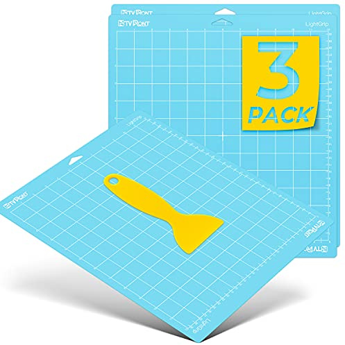 HTVRONT Schneidematte mit leichtem Griff, 3 Stück, 30,5 x 30,5 cm, kompatibel mit Cricut Maker 4/Maker 3/Maker/Explore 5/4/3/Air 2/One, leicht klebende Quilt-Schneidematten, Ersatzzubehör