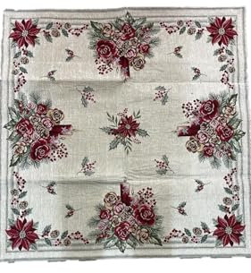 TEXGAL Centrotavola Natalizio in gobelin 90 x 90 cm Made in Italy Art. Candela - Rosso, Quadrata