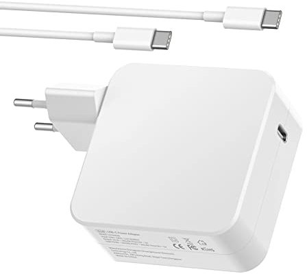 Cargador Macbook Pro 61W USB C Adaptador Alimentación para Mac Book Pro 13 14 15, Macbook Air 13 Pulgadas 2018-2020, iPad Pro 2018-2021, Ordenador Portatil Tipo-C Cargador con Cable USB-C 6.6ft