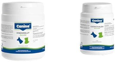 Canina Rinderblutpulver für Hunde & Katzen, 1er Pack (1 x 250 g) & Eierschalenpulver, 1er Pack (1 x 250 g)