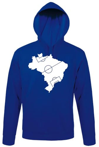 shirt84 Brasile campo da calcio uomo con cappuccio, Blu Royal, XXXXL
