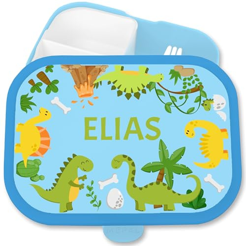Brotdose Kinder Campus für Mepal - Brotbox Dinosaurier Lunchbox Dino Vesperbox Dinosaurus I - 750 ml - Blau - kinderbrotdosen kindergarten schulkinder geschenke t-rex vulkan personalisierte dose