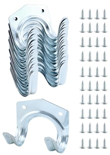 QWORK 20 Pack Heavy Duty Tool Hooks Metal Storage Hooks with 40 Screws - Ideal for Shed Garage Garden Tool Storage