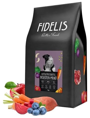 Fidelis - Getrocknetes Insekten-Menü für Hunde 4kg - Premium Hundefutter trocken mit 60% Insektenlarven, Gemüse & Obst - Proteinhaltiges Trockenfutter Hund getrocknet - Zucker- & Getreidefrei