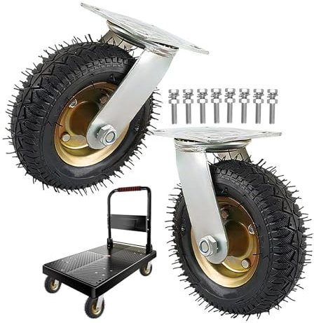 Möbel Industrierollen 150/200/250MM, 2er-Packung Lenkrolle Luftrad Tragkraft 300kg Luftreifen Gummi Rollen Stoßdämpfung Keine Beschädigung Des Bodens Leise Bockrolle Transportwagen