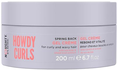 Noughty 97% Natural Howdy Curls Spring Back Gel Creme, Formulerad för Lockigt och Vågigt Hår, med Havstång och Vetegroddsextrakt 200ml
