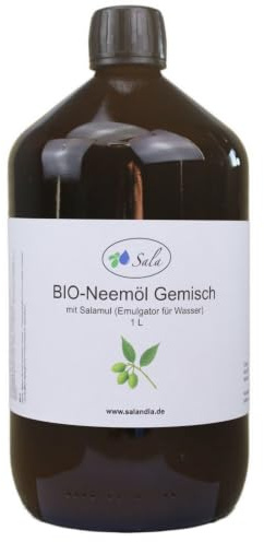Sala Bio-Neemöl kaltgepresst mit Salamul Emulgator fertig gemischt 1 L 1000 ml Glasflasche