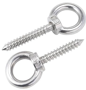 GETREY Hebeösenbolzen,Ankerbolzen, M6 304 Edelstahl-Ringschrauben, Ring-Ring-Ring-Ring-Hakenbolzen, Holz-Endring-Ösen-Haken, selbstschneidend (Color : 1pcs, Size : 80mm)