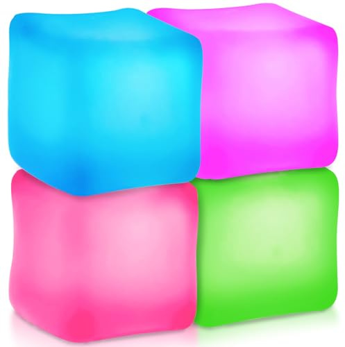 Pipihome 4 Pezzi Antistress per Bambini e Adulti, Pallina Giocattoli Squeeze Antistress Fidget Toys, Cubo di Ghiaccio Palla Sensoriale Giocattolo Antistress, Giocattoli da Spremere Morbidi (A)