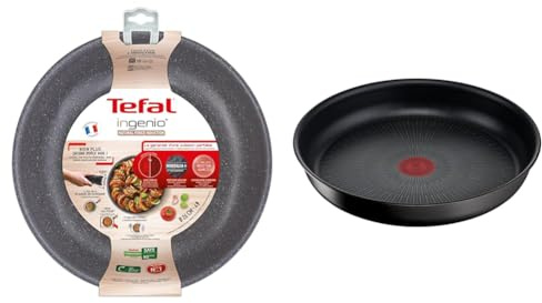 Tefal Ingenio Poêle Wok 26 cm, Induction, Revêtement antiadhésif, Empilable & Ingenio Poêle 28 cm, Induction, Revêtement antiadhésif, Indicateur de démarrage de cuisson, Empilable
