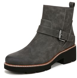 Naturalizer Womens Cabaret Moto Buckle Ankle Boot Grey 8.5 W