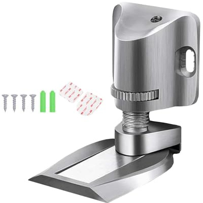 EnixwH Unsichtbarer Türstopper Magnetisch, Verstellbarer Magnetischer Türstopper, Magnet Der mit Doppelseitigem Klebeband Oder Durch Bohren Montiert Werden Kann (Silber)