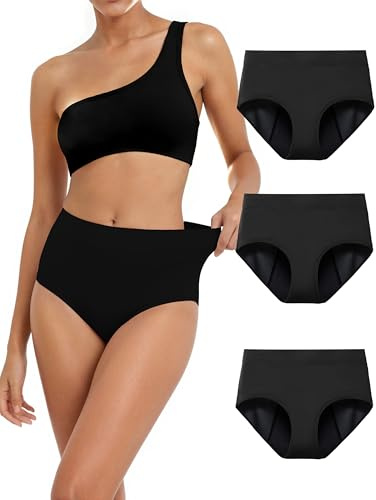 TIICHOO Culotte Menstruelle Ultra Absorbante Taille Haute Anti Fuite sous-vêtement Femme Culotte Regles Lot de 3
