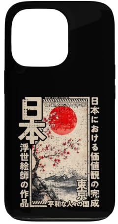 Ukiyo-e Anime traditionnel japonais en bois de cerisier Coque pour iPhone 13 Pro