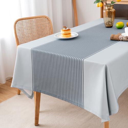 Hellgrau Tischdecke 140 x 190 Wasserabweisend Outdoor Tischdecken Wetterfest Abwaschbar Tischwäsche Abwischbare Wasserdicht Tischtuch für Garten, Esszimmer, Party, Geburtstag