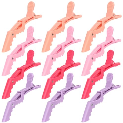 GGUFAY 12 Piezas Pinzas de Pelo Cocodrilo para Peluqueria, Pinzas para el Cabello Seccionadas para Peinar, Pinzas de Plástico para el Cabello, Pinzas para el Cabello para Mujeres
