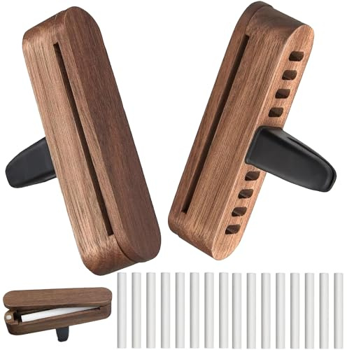 2 Stück Auto Diffuser für Ätherische Öle, autoduft rituals, Holz Auto Diffusor für Ätherische Öle, mit 16 PCS Nachfüllauflagen, Auto parfüm, Auto Zubehör Innenraum, für mehr Fahrspaß für Autos