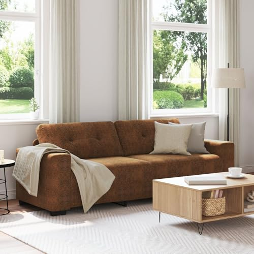 Gecheer Sofá Moderno Rectangular de Tela Suave, Estilo Elegante, Estructura de Madera Sala de Estar