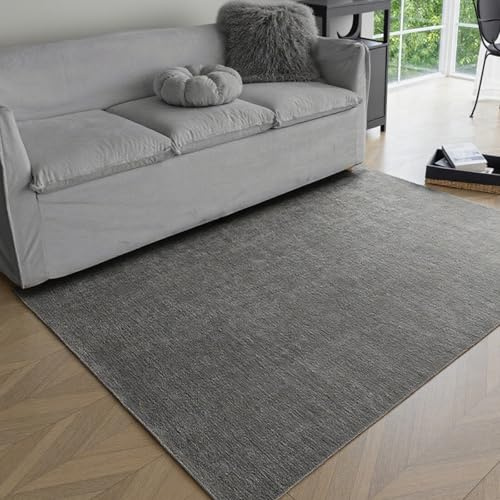 Obundi Dunkelgrau 140x200cm Wohnzimmerteppich rutschfest Teppiche | Kurzflor, 5mm Dicke, Dünner Teppich, für Wohnzimmer, Schlafzimmer, Eingangsbereich, Küche, Esszimmer