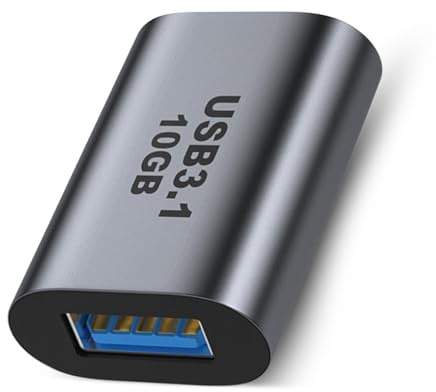 Jesiah USB Female to USB C 3.1 Female Adapter, USB A to Type C Converter | 10Gbps High-Speed Transmission 3A Fast Charging Aluminum Alloy Double-Sided Extension Connector for Phone Laptop PC