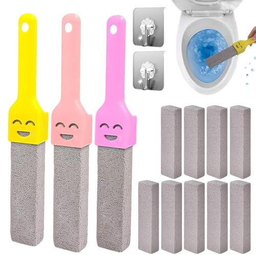 9 Stück Bimsstein Toilettenreiniger, Reinigungsstein für Toilette mit 3 Griffe, Austauschbar Pumice Stone, geeignet für Toilette, Küche, Dusche, Badezimmer, Waschbecken