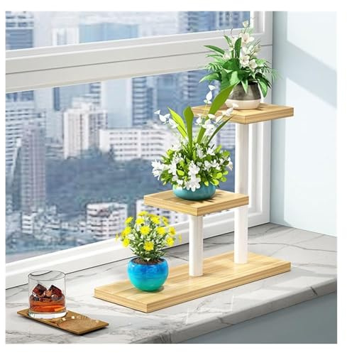 Eck-Pflanzenhalter, quadratischer Desktop-Sukkulentenständer mit 2-stöckigem Regal, Tisch-/Fensterbank, Pflanzenregal für kleine Räume, niedliches Blumenregal für Heimbüro-Dekor